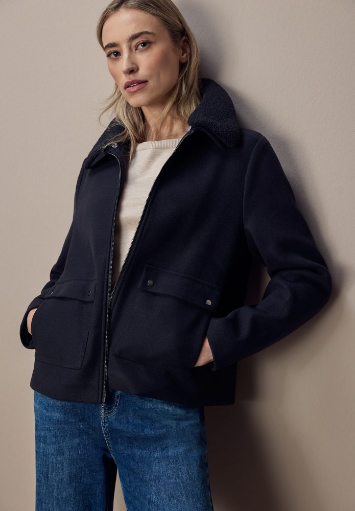 STREET ONE Kurzjacke ohne Kapuze Abnehmbarer Kragenbesatz