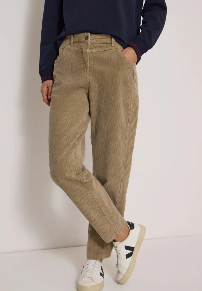 Mid Waist Barrel Leg Hose im Casual Fit
