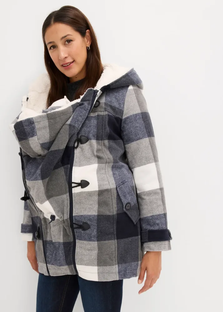 bonprix Woll-Umstandsjacke  mit Teddyfutter / Tragejackeblau 44Damen