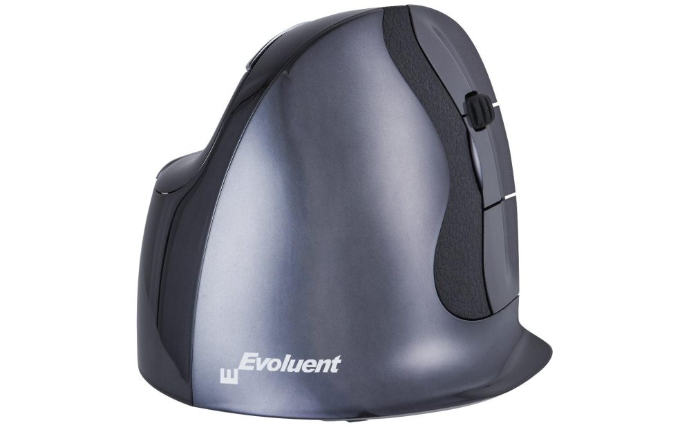 Vertikalmaus BakkerElkhuizen Evoluent D wireless, ergonomisch, USB, 5 Tasten inkl. Scrollrad, verchromt