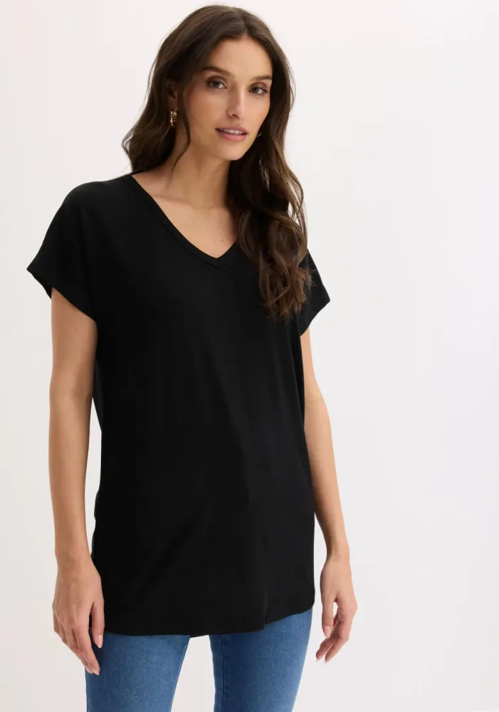 bonprix Shirt aus softer Visksoseschwarz 40Damen