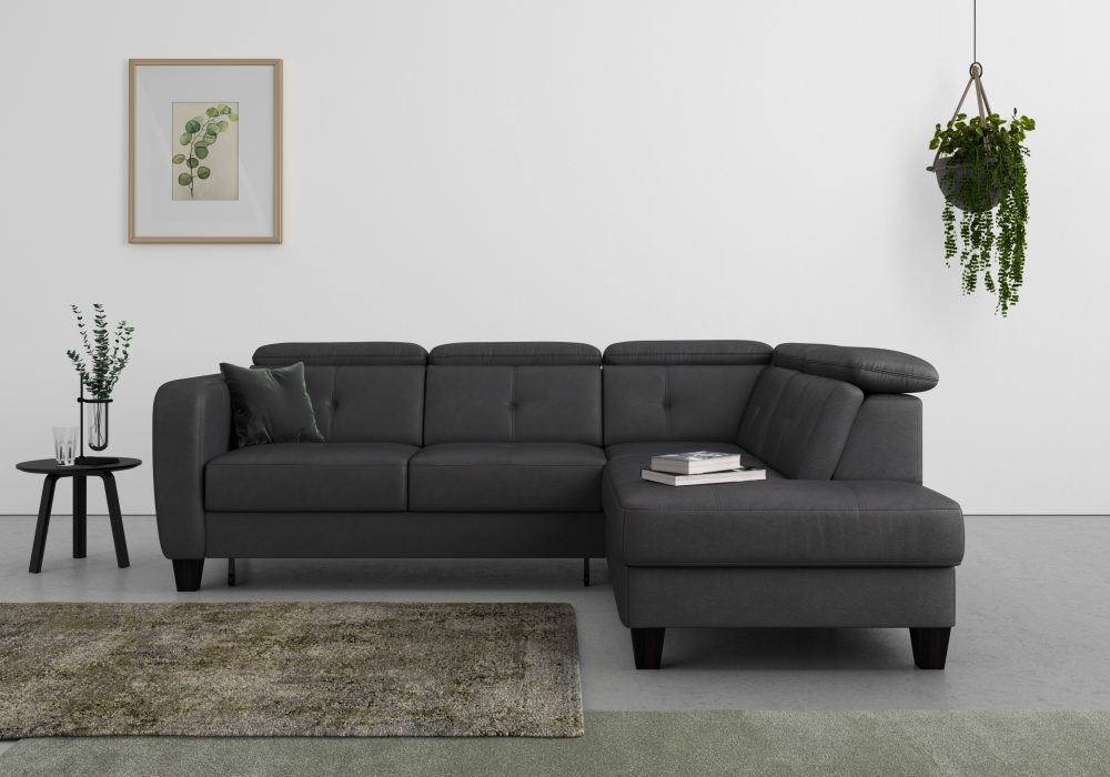 sit&more Ecksofa »Bellucci«, inklusive Kopfteilverstellung und Federkern, wahlweise mit Bettfunktion und Bettkasten