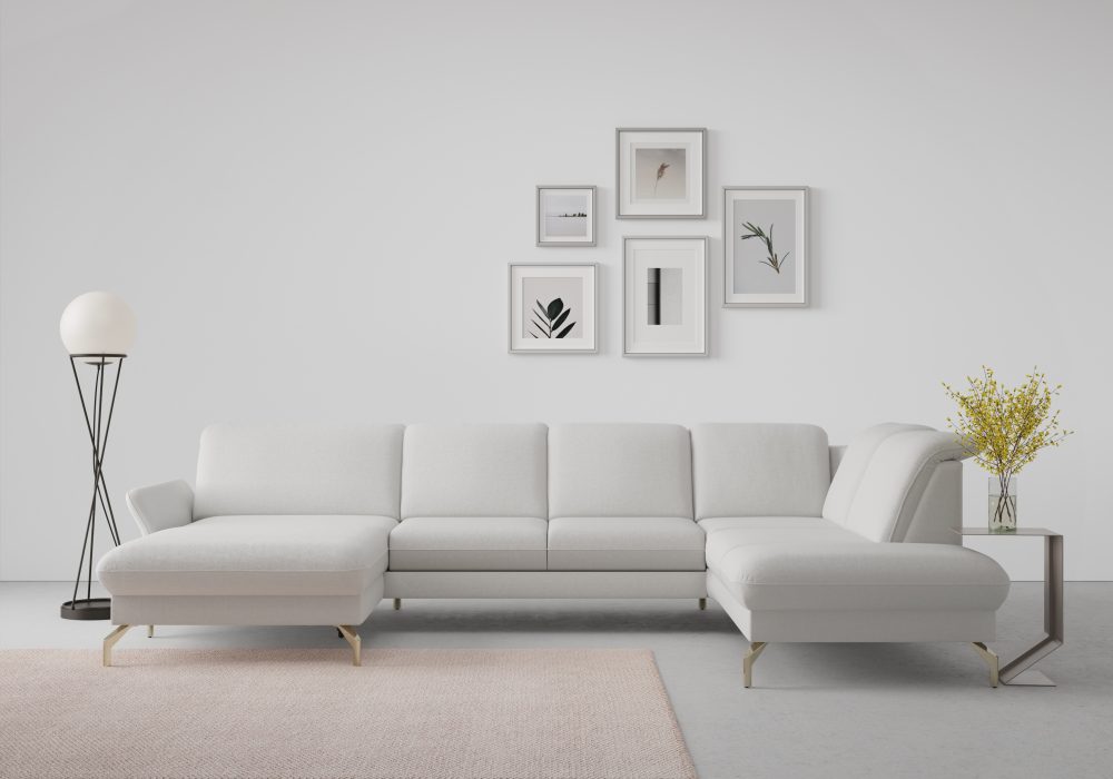 sit&more Wohnlandschaft »Fashion«, wahlweise mit Kopfteilverstellung und Vorziehsitz, motorisch, mit satinierten Nickelfüssen