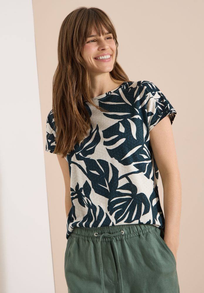 Cecil Kurzarmshirt Sommershirt mit U-Boot-Ausschnitt und Print