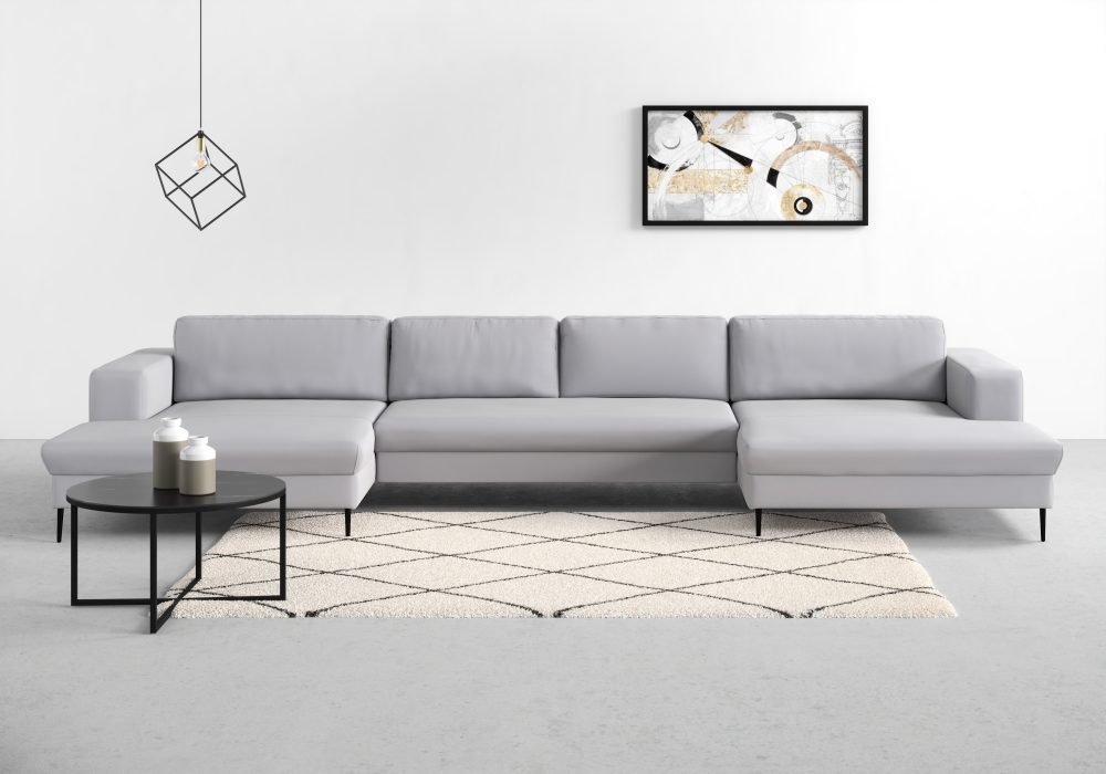 DOMO collection Wohnlandschaft »Modica«, XXL, in moderner Optik mit, 2 grosszügigen Recamieren, frei im Raum stellbar