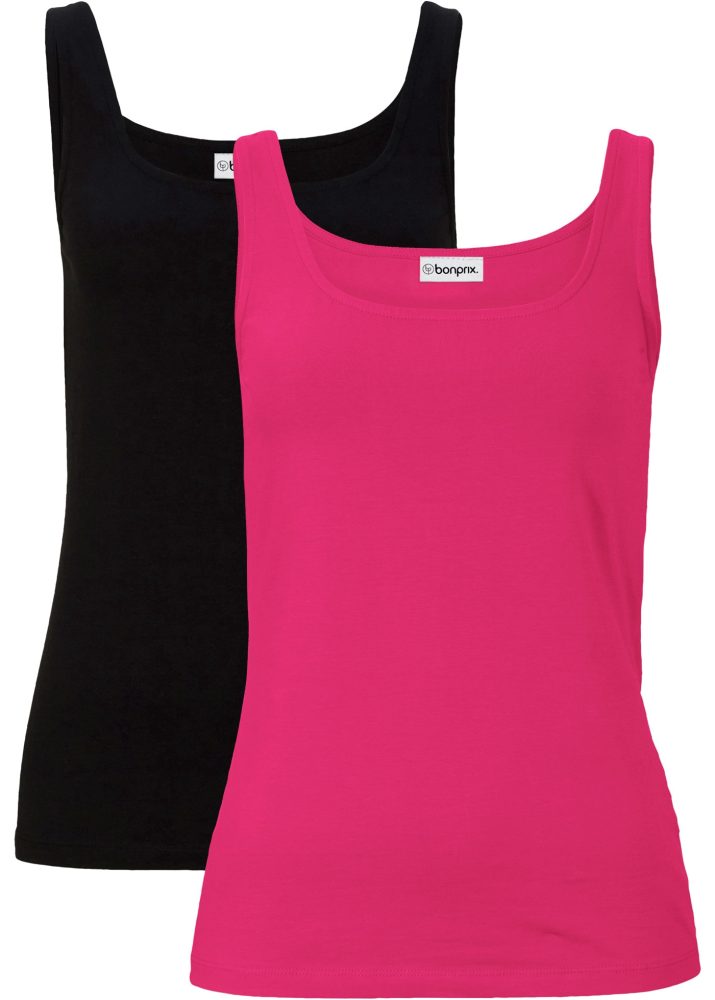 bonprix Tanktop Packung, 2 tlg. taillierte Passform, mit Carré-Ausschnitt