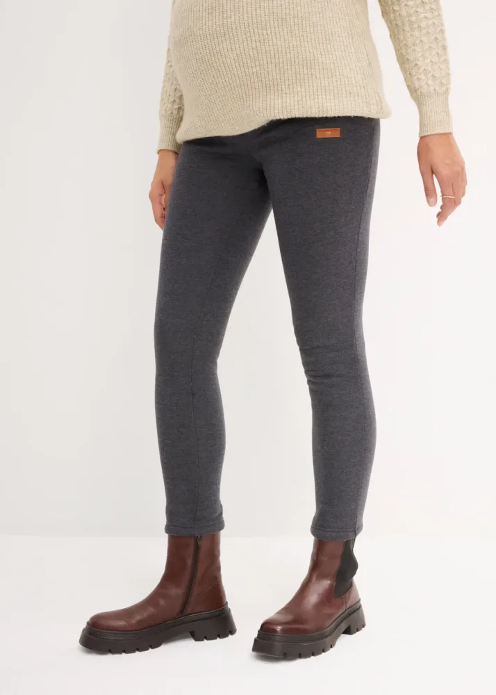bonprix Umstandsleggings mit hellem Teddyfleece gefüttert, Skinny Fit, mit breitem Jerseybund