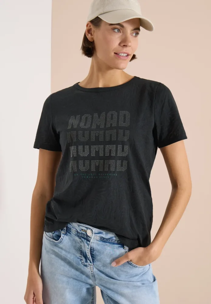 Cecil Kurzarmshirt Sommershirt in Burn-Out-Optik und mit Zebra-Muster