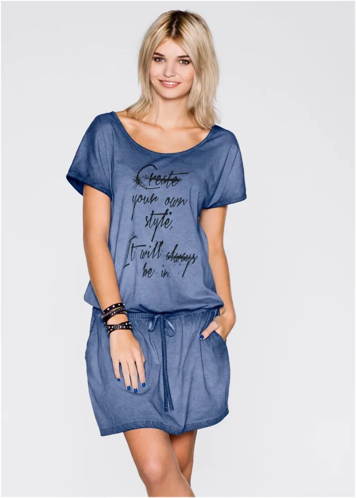 bonprix Jerseykleid für einen trendigen Look, aus Baumwolle, bequeme Passform