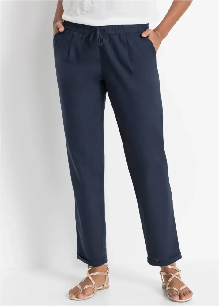 bonprix Leinenhose mit Elastik-Bündchenblau 46Damen