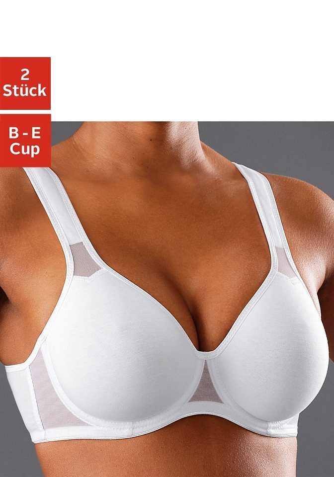 petite fleur T-Shirt-BH Packung, mit Bügel & Netzeinsätzen, aus Baumwolle – auch ideal für grosse Grössen