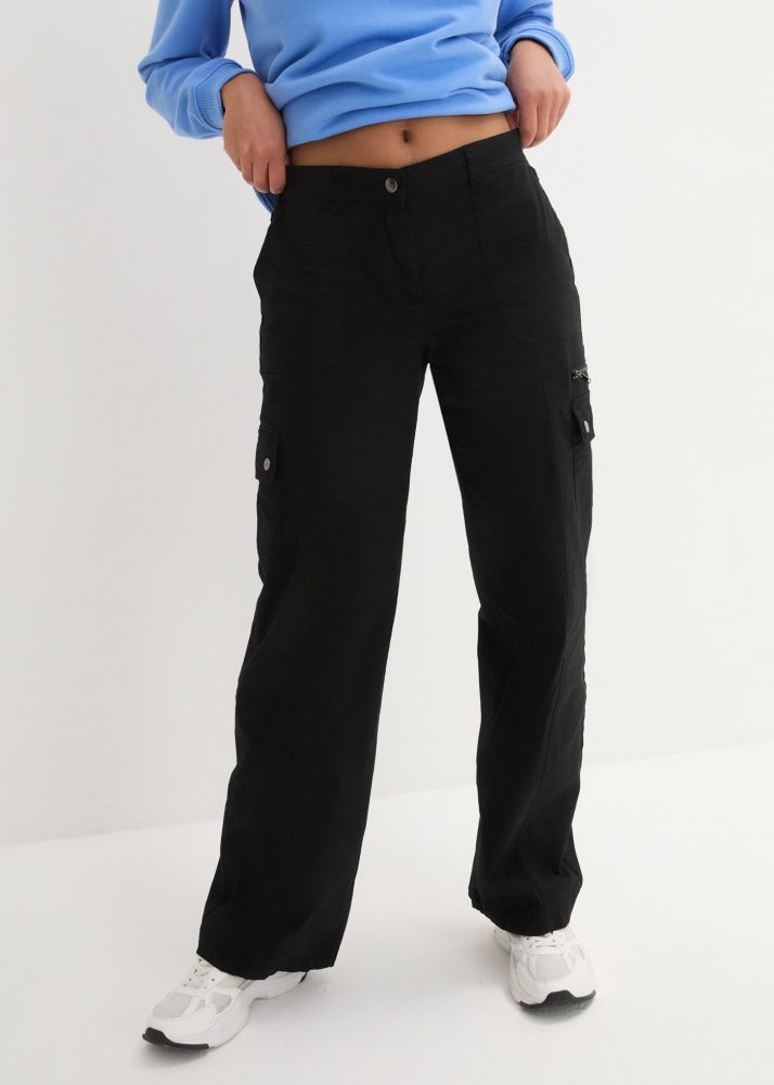 bonprix Cargohose aus Baumwolle mit Elasthan, weite Passform, reguläre Passform