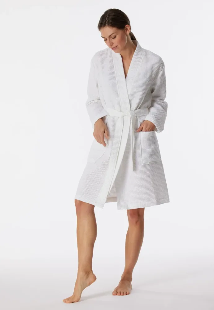 Schiesser - Waffel Piqué - Organic Cotton - Morgenmantel / Bademantel, für Damen, Weiss, Größe XL