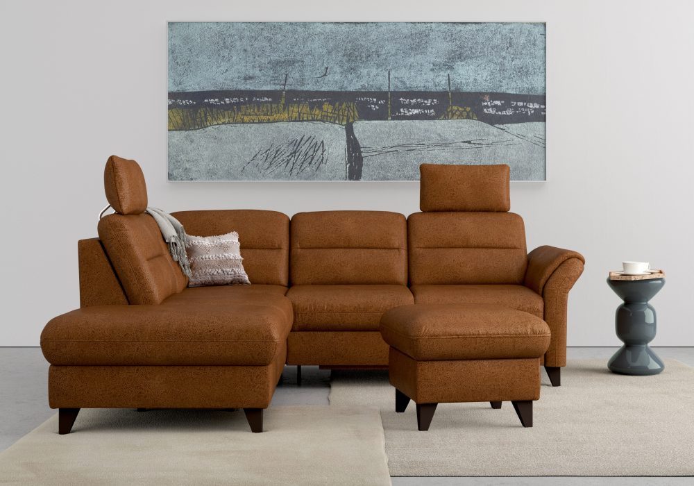 sit&more Ecksofa »Mellum«, inklusive Federkern, wahlweise mit Bettfunktion, Stauraum und Armteilfunktion