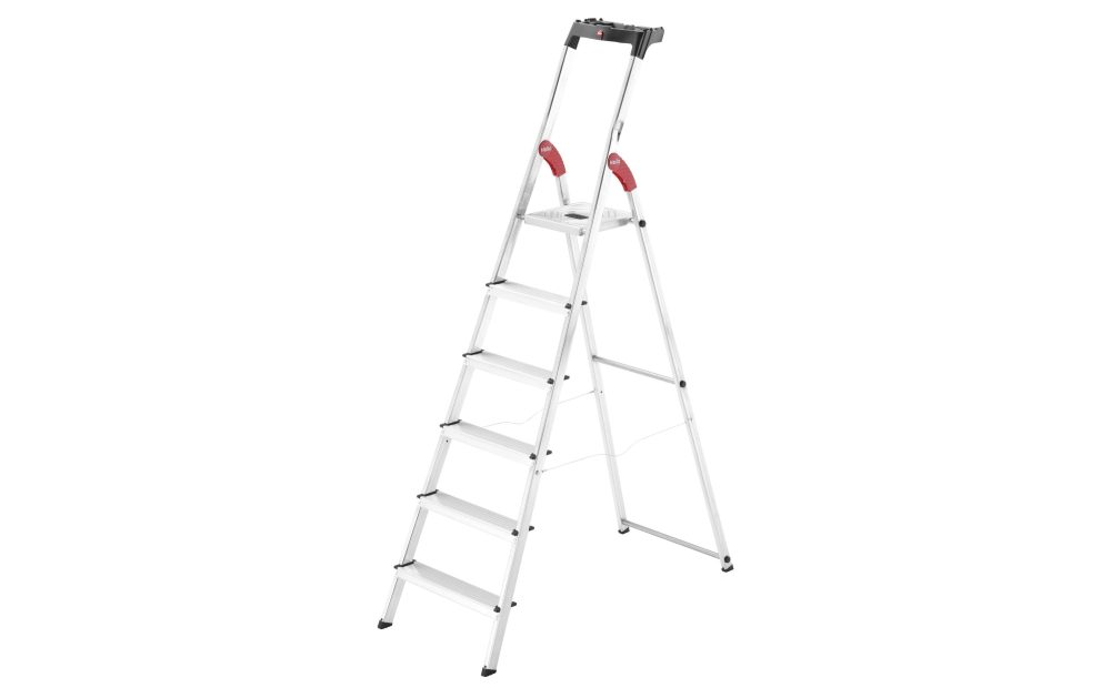 Hailo L60 StandardLine 8160-607 Aluminium Stufen-Stehleiter inkl. Werkzeugablage Arbeitshöhe (max.): 3.05 m Silber, Rot,