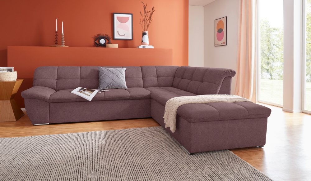 DOMO collection Ecksofa »Lagoa«, wahlweise mit Bettfunktion, frei im Raum stellbar, in grosser Farbvielfalt