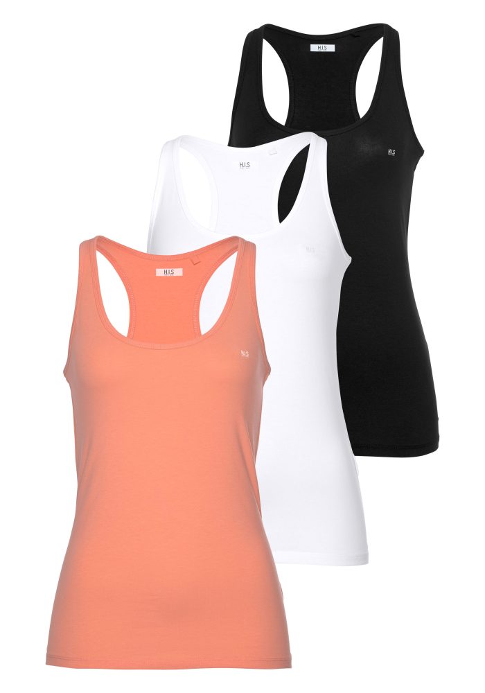 H.I.S Tanktop Packung, 3er-Pack, Softer Feinripp mit elastischer Baumwolle für hohen Tragekomfort