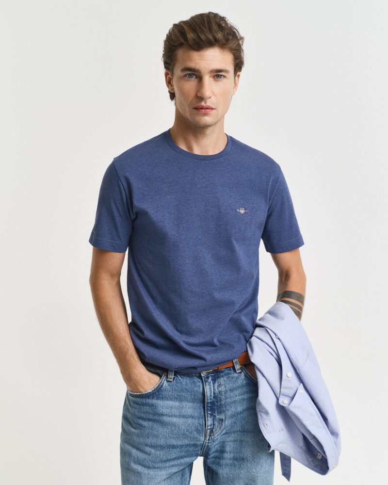Gant - T-Shirt  Bequem sitzend-Reg Shield, für Damen, Blau Denim, Größe L