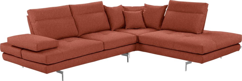 CALIA ITALIA Ecksofa »Toby Wing«, Sitztiefenverstellung, wahlweise mit Kissen-Set, Füsse Chrom glänzend