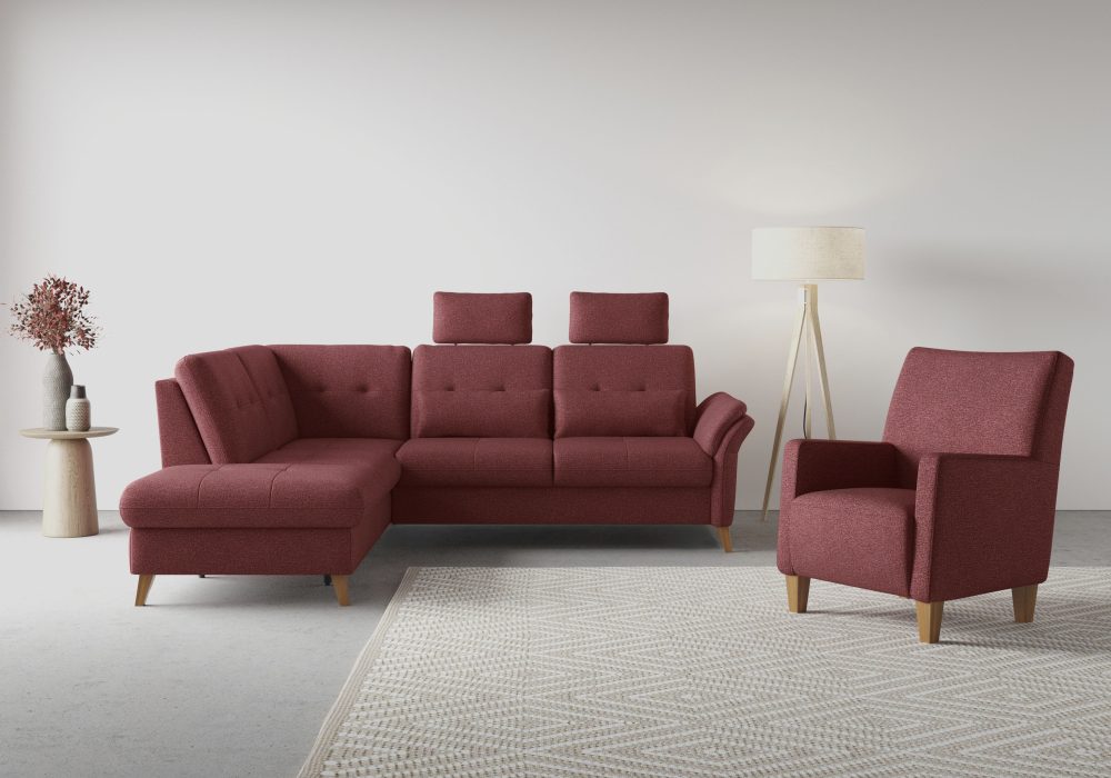 sit&more Ecksofa »Göteborg«, inklusive Sitztiefenverstellung und Federkern, wahlweise mit Bettfunktion und Bettkasten