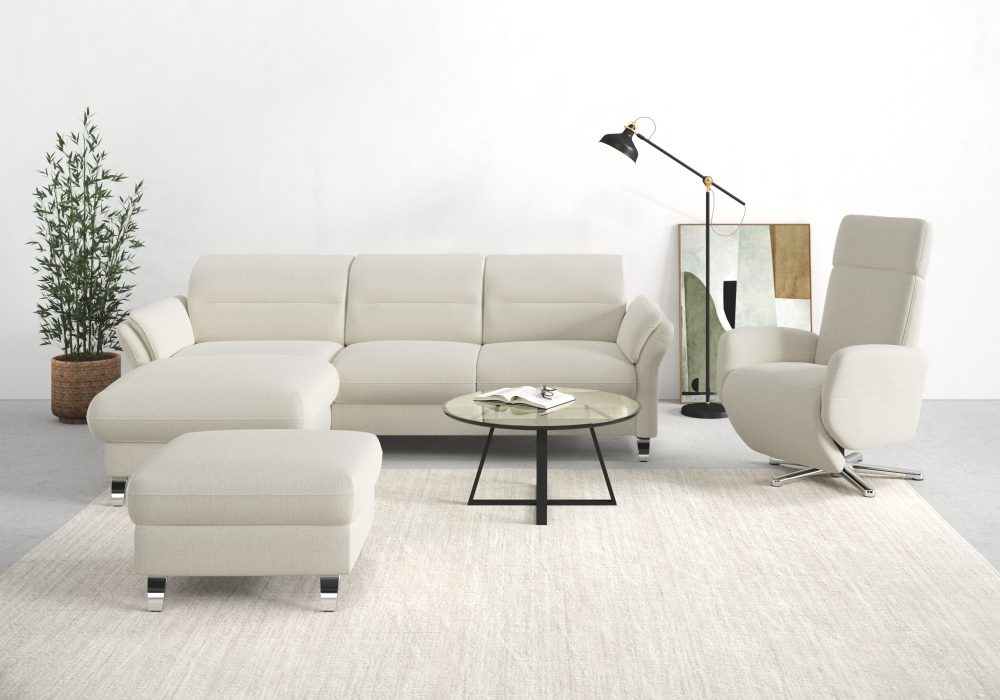 sit&more Ecksofa »Grenoble«, inklusive Federkern, wahlweise mit Bettfunktion, Bettkasten, Armteilverstellung und Kopfteilverstellung