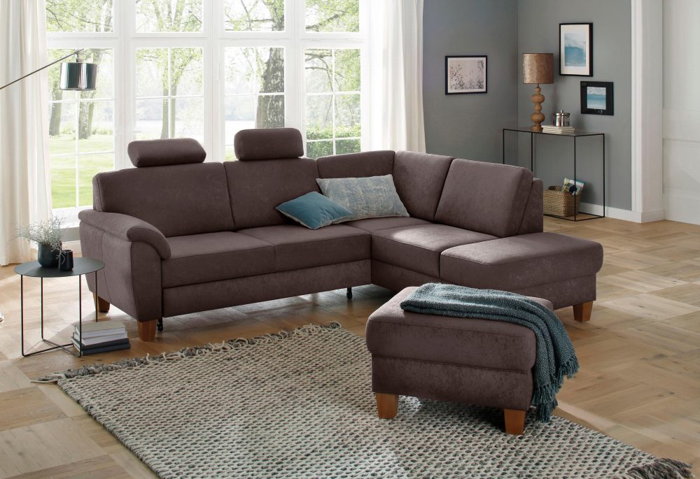 Home affaire Ecksofa »Alta«, mit Federkern und Kontrastnaht, Füsse Buche eichefarben