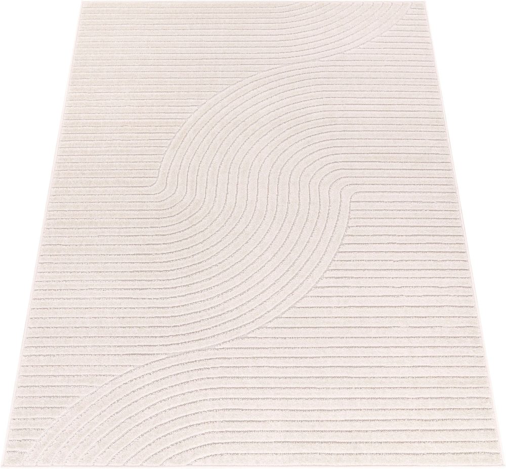 Paco Home Teppich »Cotton 233«, rechteckig, Kurzflor, Uni Farben, Hoch-Tief-Effekt, Scandi-Look, Outdoor geeignet
