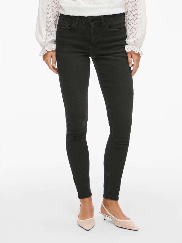 VILA - Jeans, Skinny Fit, für Damen, Schwarz Denim, Größe M