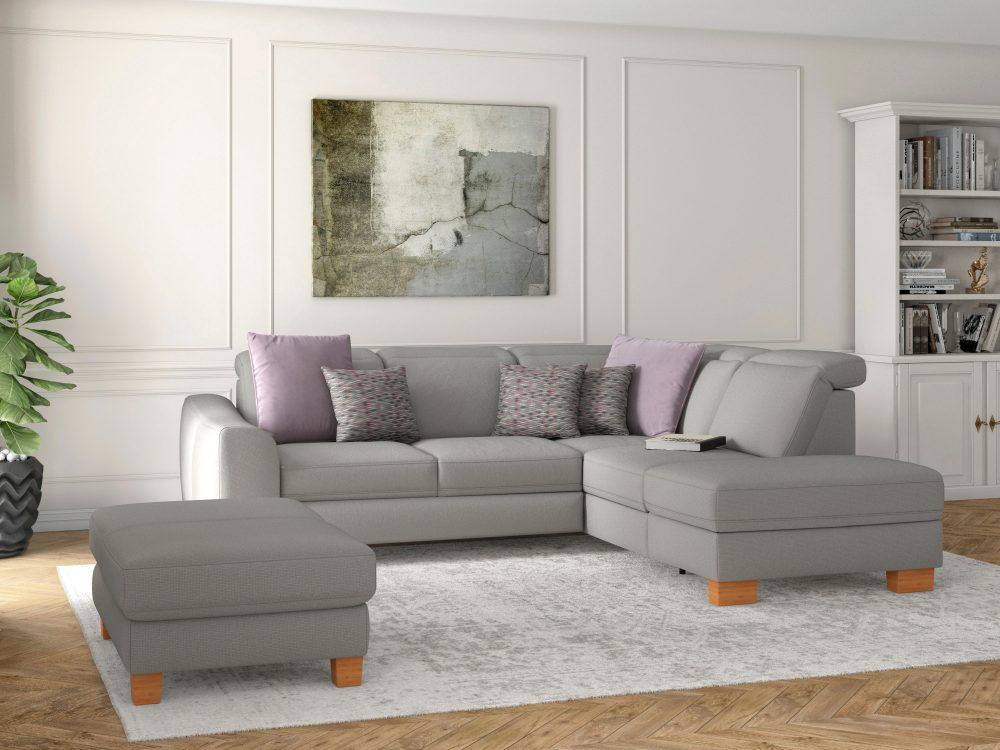 sit&more Ecksofa »Durness«, mit Federkern und hochwertigen Massivholzfüssen, wahlweise mit Kopfteilverstellung, Bettfunktion und Stauraum oder mit Bettfunktion und Bettkasten