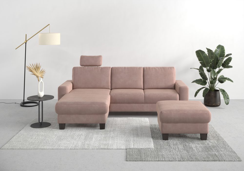 Home affaire Ecksofa »Summer«, mit Recamiere, mit oder ohne Bettfunktion und Bettkasten, Cord-Bezug