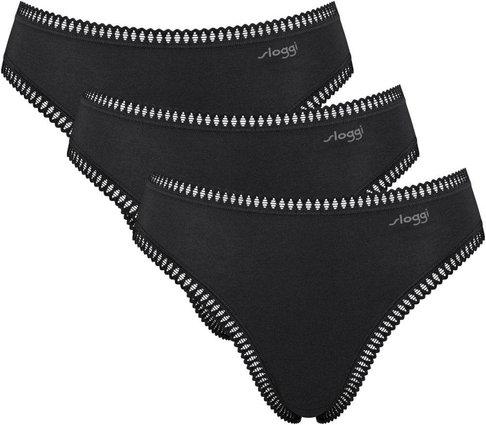 Sloggi - Slip  3er Pack Bequem sitzend-GO Crush High leg C3P, für Damen, Schwarz, Größe S