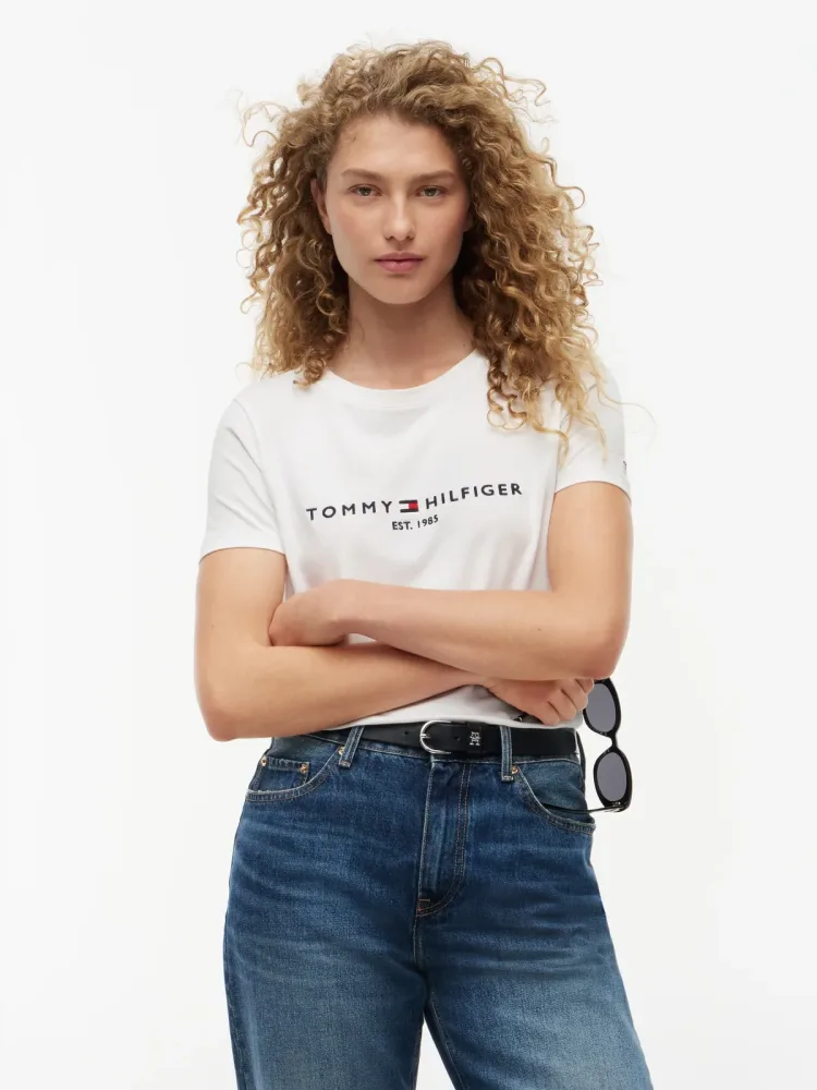 Tommy Hilfiger - T-Shirt, kurzarm, für Damen, Weiss, Größe XL