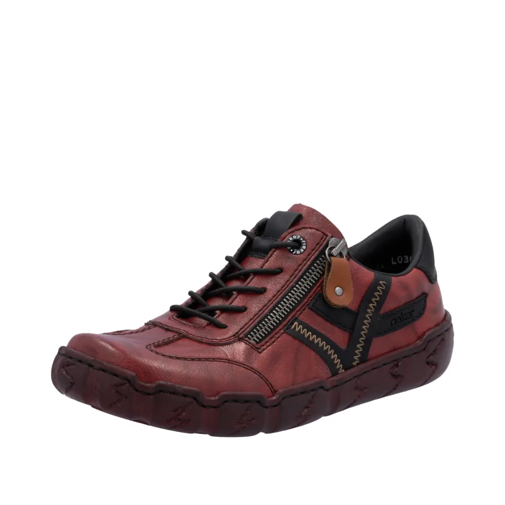 Rieker Sneaker Schnürschuh, Halbschuh, Freizeitschuh mit Ziernähte