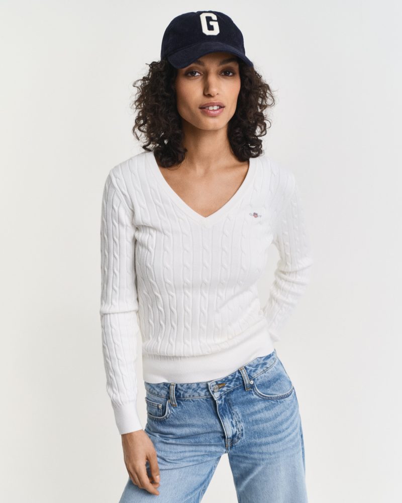 Gant - Pullover, für Damen, Weiss Größe XL
