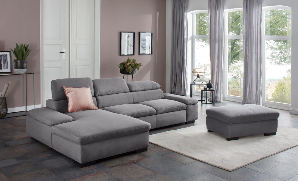 Home affaire Ecksofa »Alberto«, inklusive Kopfteilverstellung, mit Recamierenabschluss