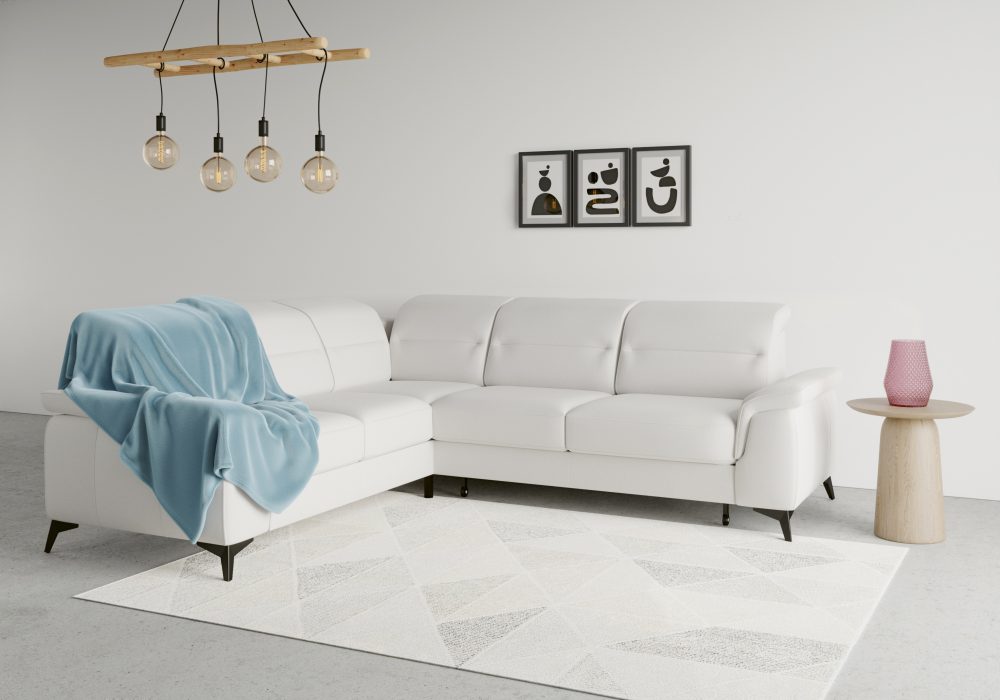 sit&more Ecksofa »Sinatra«, optinal mit Kopfteilverstellung und Armteilfunktion oder mit Kopfteilverstellung, Armteilfunktion, Bettfunktion und Schubkasten, langer Schenkel links oder rechts bestellbar, mattschwarze Metallfüsse