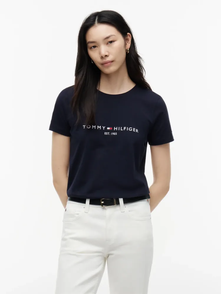 Tommy Hilfiger - T-Shirt, kurzarm, für Damen, Dunkelblau, Größe S