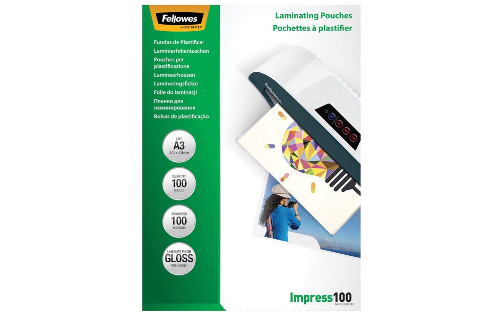 FELLOWES Laminiertasche A3 5351205 glanz, 100my 100 Stk