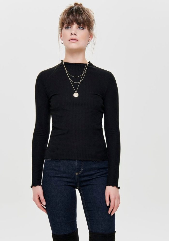 Only - T-Shirt, langarm, für Damen, Black, Größe XS