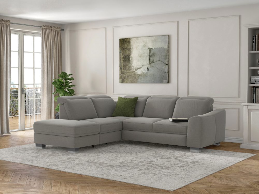sit&more Ecksofa »Durness«, mit Federkern und hochwertigen Edelstahlfüssen, wahlweise mit Kopfteilverstellung, Bettfunktion und Stauraum oder mit Bettfunktion und Bettkasten