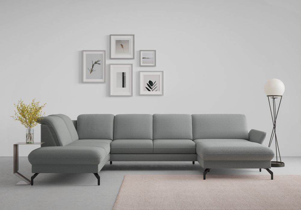 sit&more Wohnlandschaft »Fashion«, wahlweise mit Kopfteilverstellung und Vorziehsitz, motorisch, mit schwarzen Metallfüssen