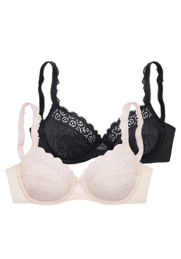 petite fleur Bügel-BH Packung, aus Spitze, mit dekorativen Trägern, Dessous