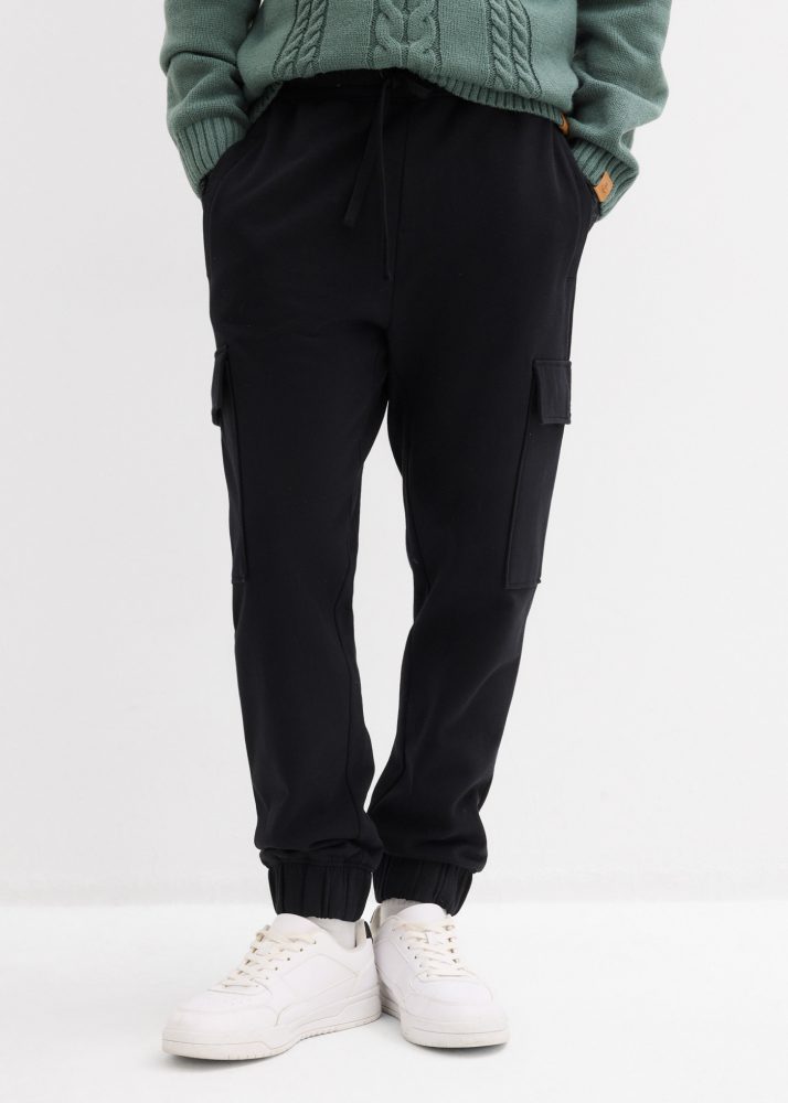 bonprix Jogginghose aus reiner Baumwolle, weich angerautes Innenmaterial, Loose Fit