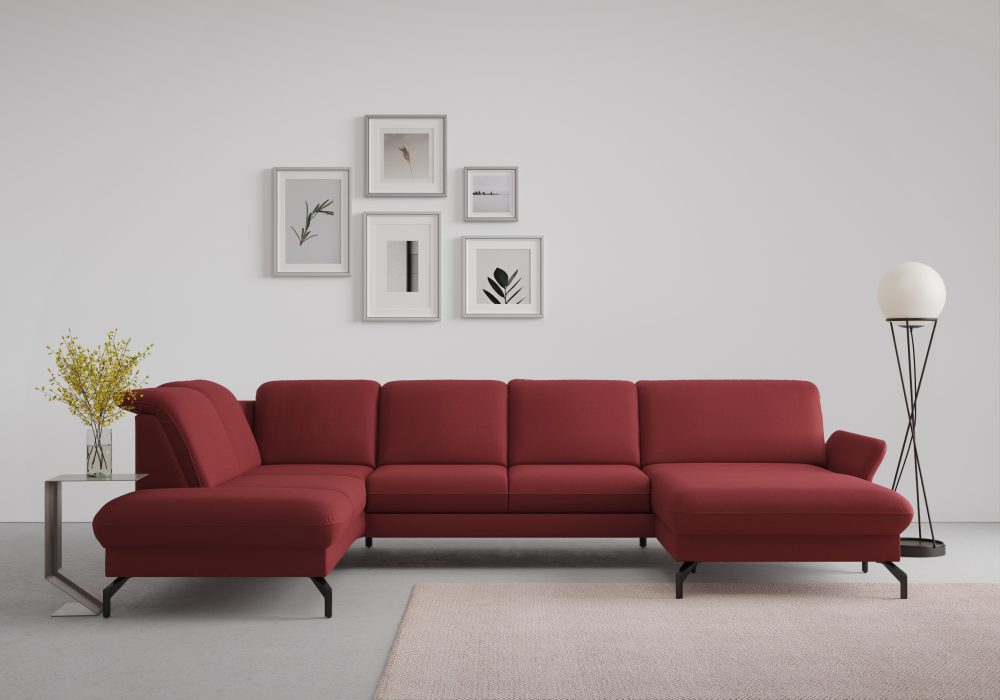 sit&more Wohnlandschaft »Fashion«, wahlweise mit Kopfteilverstellung und Vorziehsitz, motorisch, mit schwarzen Metallfüssen