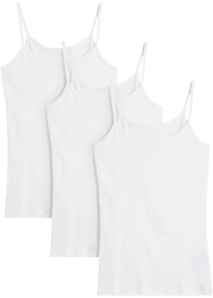 bonprix Shirttop Packung, 3 taillierte Passform, ohne Ärmel, aus leichtem Baumwollmaterial