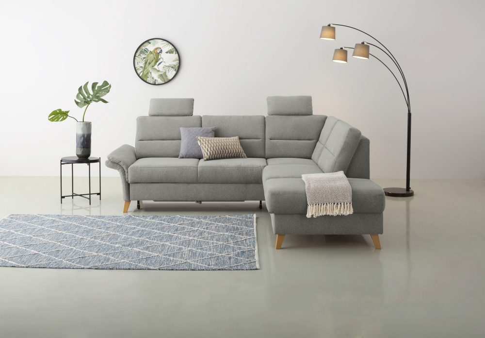 Home affaire Ecksofa »Westerland«, Federkern-Polsterung, wahlweise mit Bettfunktion, Bettkasten und Armlehnverstellung