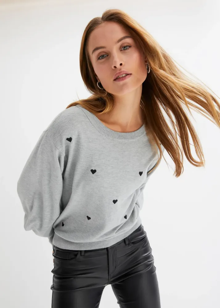 bonprix Feinstrickpullover aus Viskose-Mixgrau 44Damen