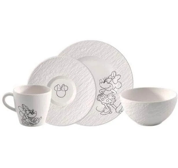 Villeroy & Boch - Frühstücks-Set, 4-teilig Manufacture Rock blanc - Mickey Mouse, One Size, Weiss
