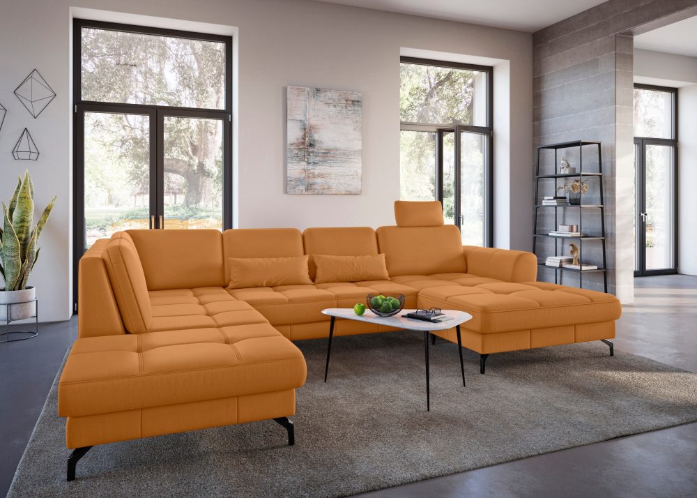 sit&more Wohnlandschaft »Bendigo V«, inklusive Sitztiefenverstellung, Bodenfreiheit 12 cm, wahlweise in 2 unterschiedlichen Fussfarben