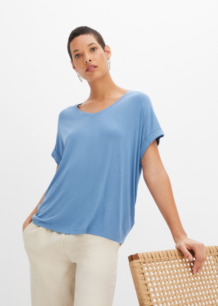 bonprix T-Shirt Oversize-Passform, V-Ausschnitt, für Frühling und Sommer